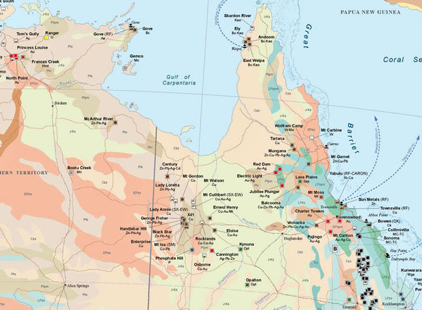 Major Mines and Metallurgical Facilities in Australia and Oceania Map - Digital