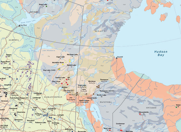 Major Mines and Metallurgical Facilities in Canada Map - Digital